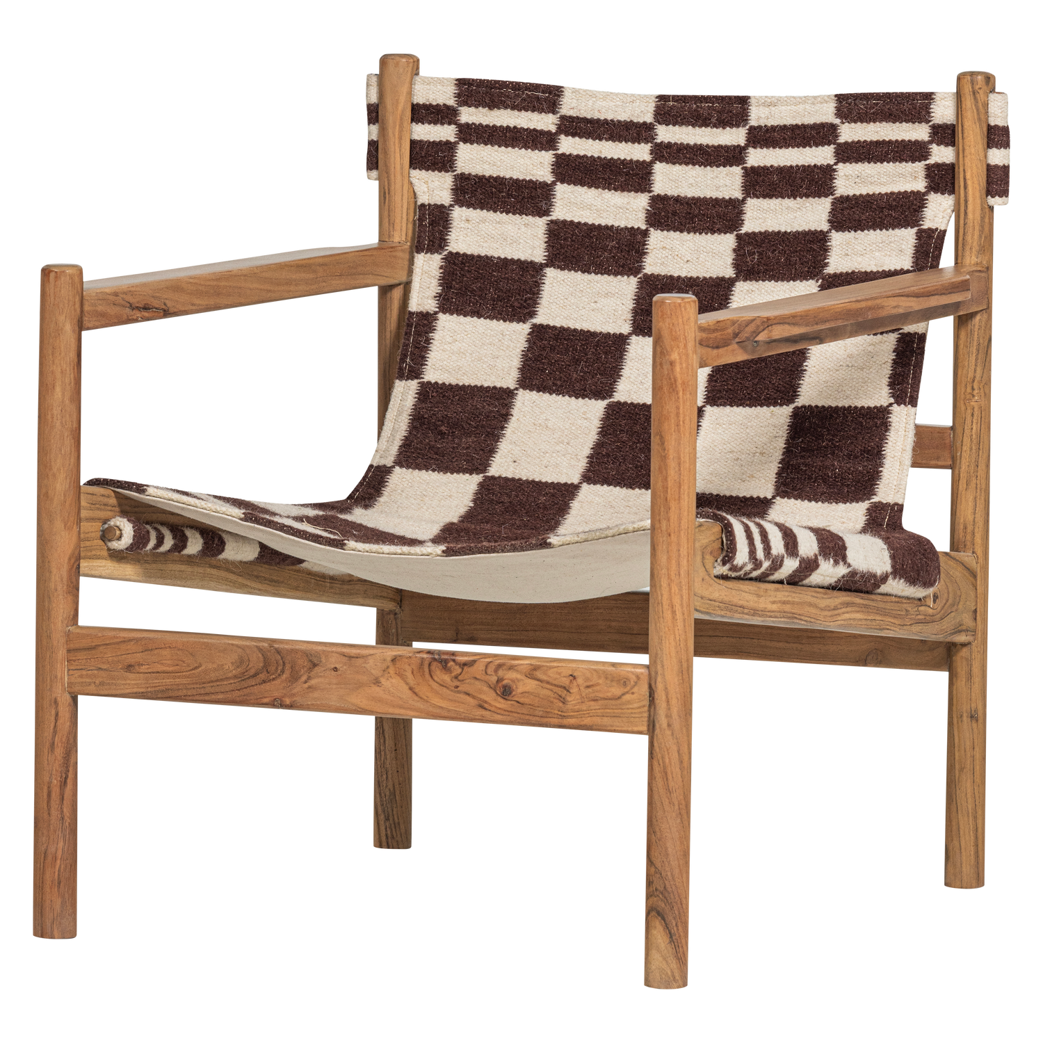 ZANO SESSEL HOLZ BRAUN MIT KELIM-SITZFLACHE NATUR