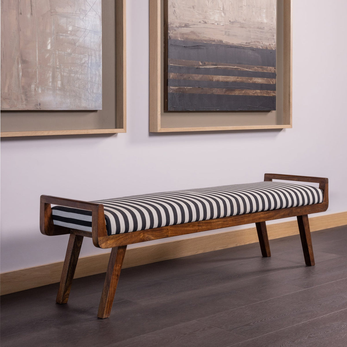 VALO BANK HOLZ BRAUN MIT STREIFEN SCHWARZ/WEISS