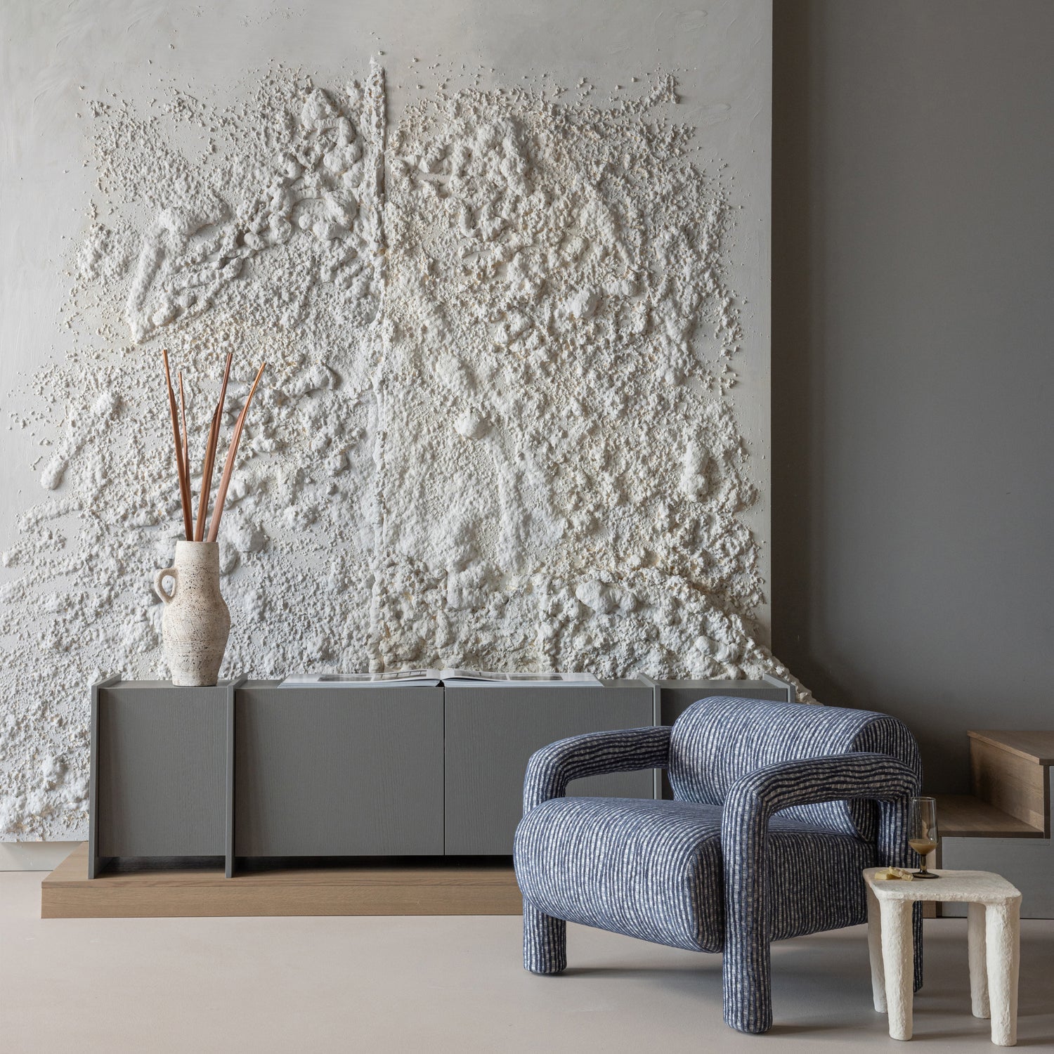 LENNY SESSEL MIT DESSIN GRAU/BLAU