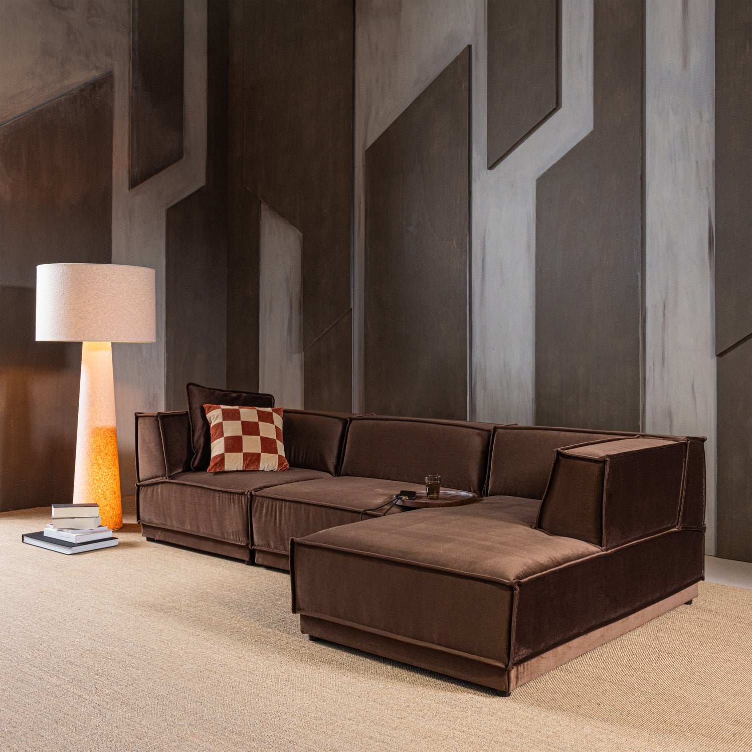 MANU CHAISE LONGUE SOFA RECHTS VELVET BRAUN [fsc]