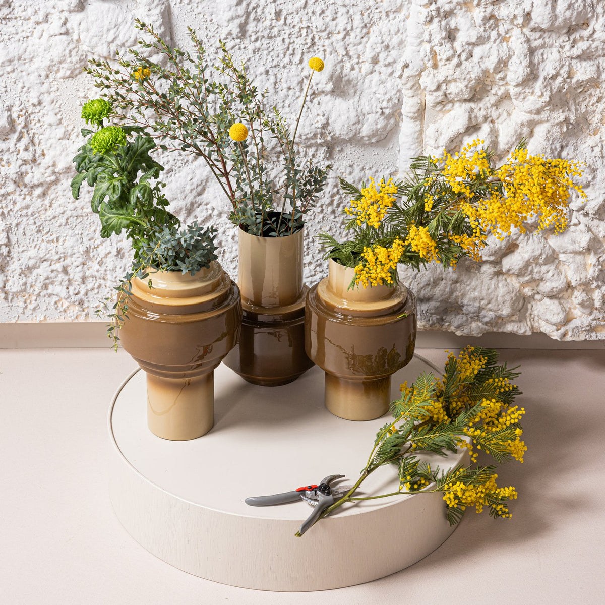 ORBA VASE 36X24 CM METALL HOCHGLANZ SAND