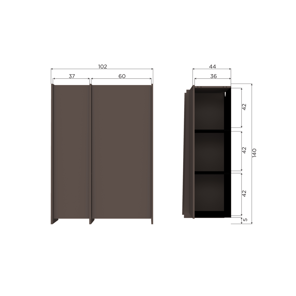 BROCK 2-TUREN SCHRANK ASCHE FURNIER MITTELBRAUN [fsc]