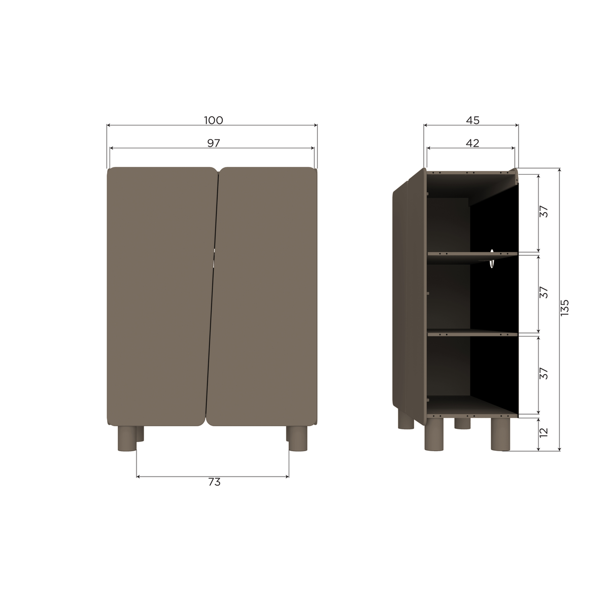 ROOT 2-TUREN SCHRANK KIEFER TRUFFLE BRAUN [fsc]