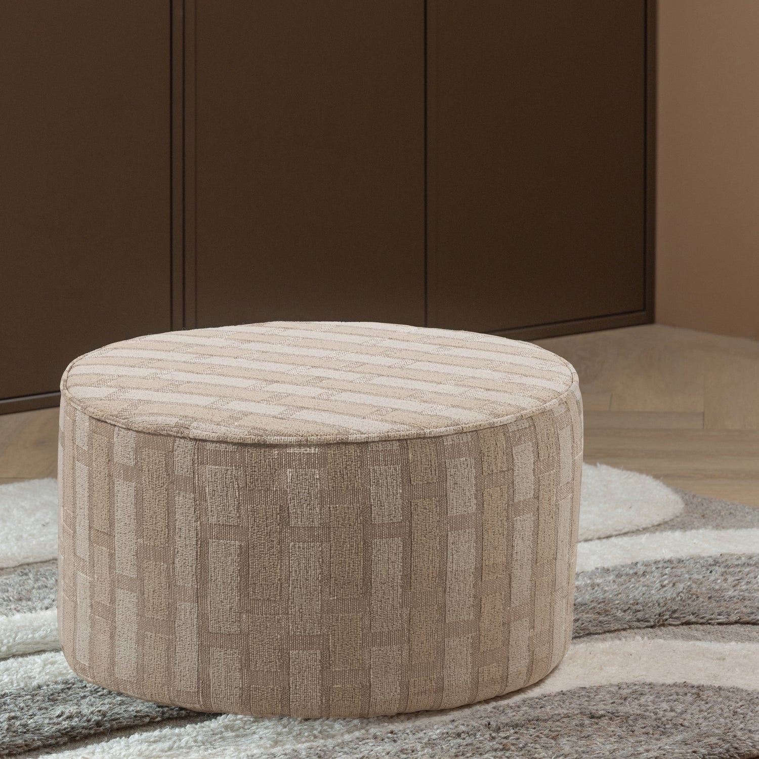 SARLI HOCKER NIEDRIG RAUTENMUSTER CHENILLE NATUR/BEIGE [fsc]