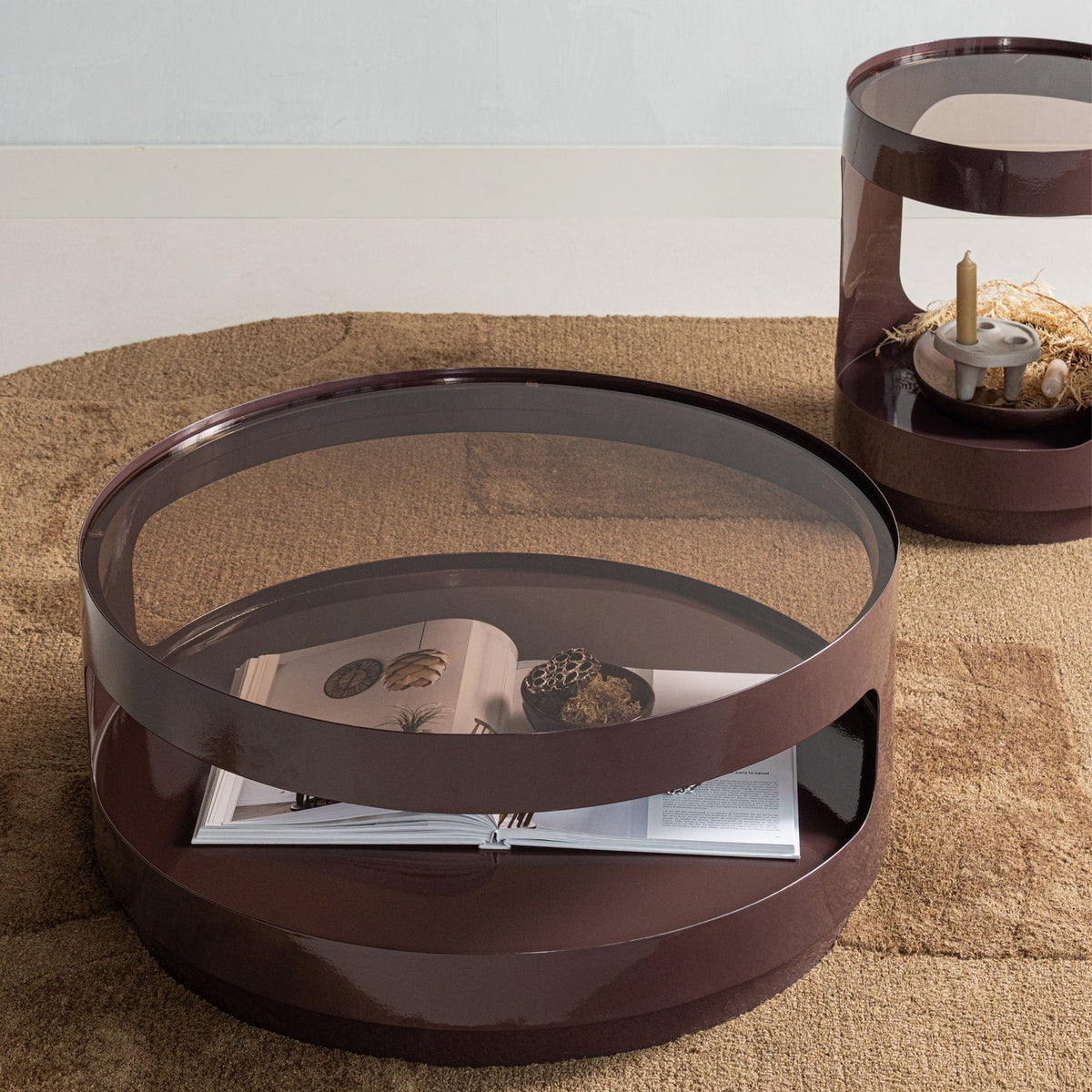 SERO COUCHTISCH METALL/GLAS BRAUN