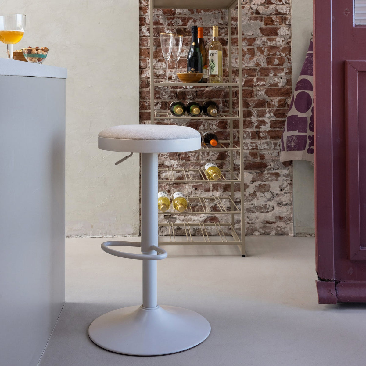 MEVO HÖHENVERSTELLBARER BARHOCKER CHENILLE SAND