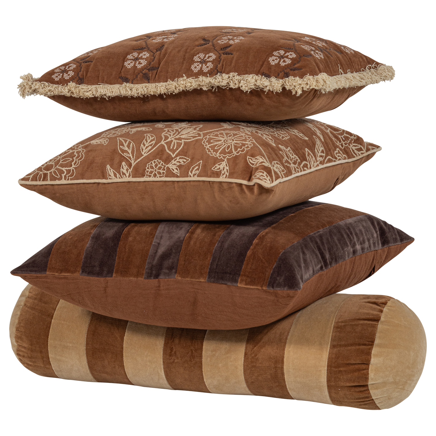 RELA KISSIN VELVET BRAUN/ECRU - 4ER SET