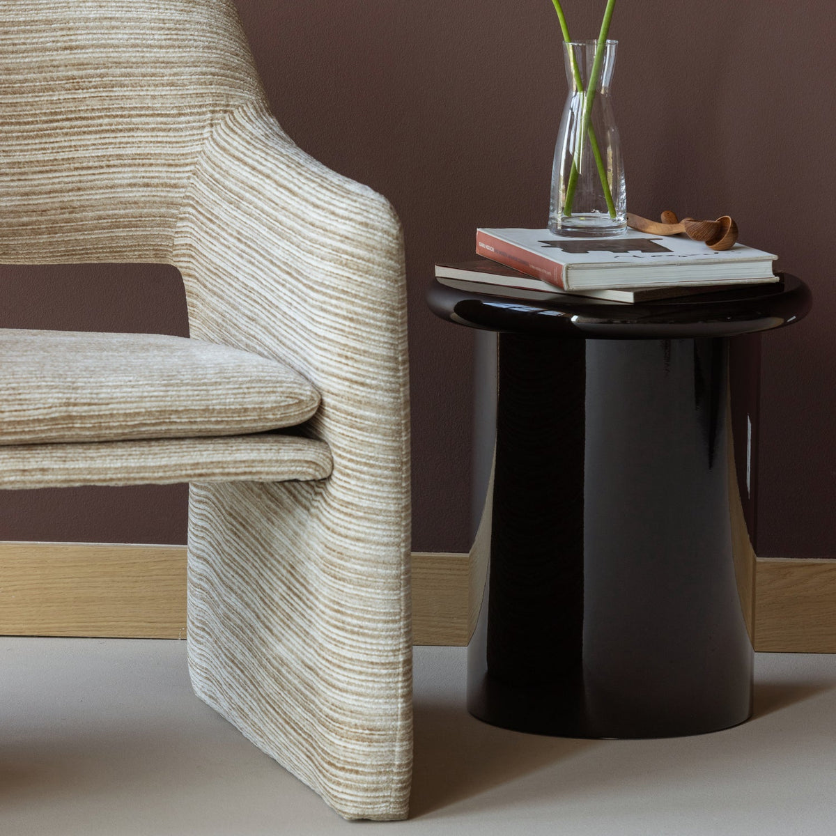 MAVON BEISTELLTISCH MDF HOCHGLANZ 45X40 CM DUNKELBRAUN [fsc]