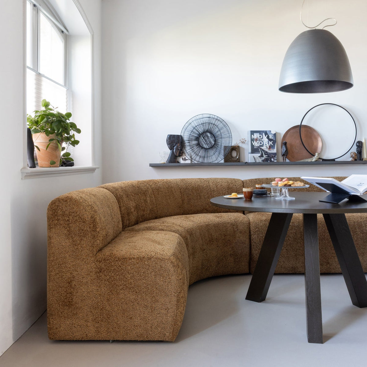 MOJO BASE ESSBANK 84 CM RÜCKENLEHNE WOLLE HONIGGELB [fsc]