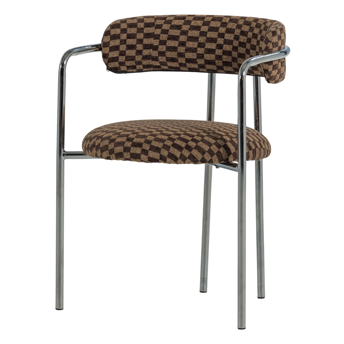 CUBY ESSZIMMERSTUHL CHROM STOFF BRAUN - 2ER SET [fsc]