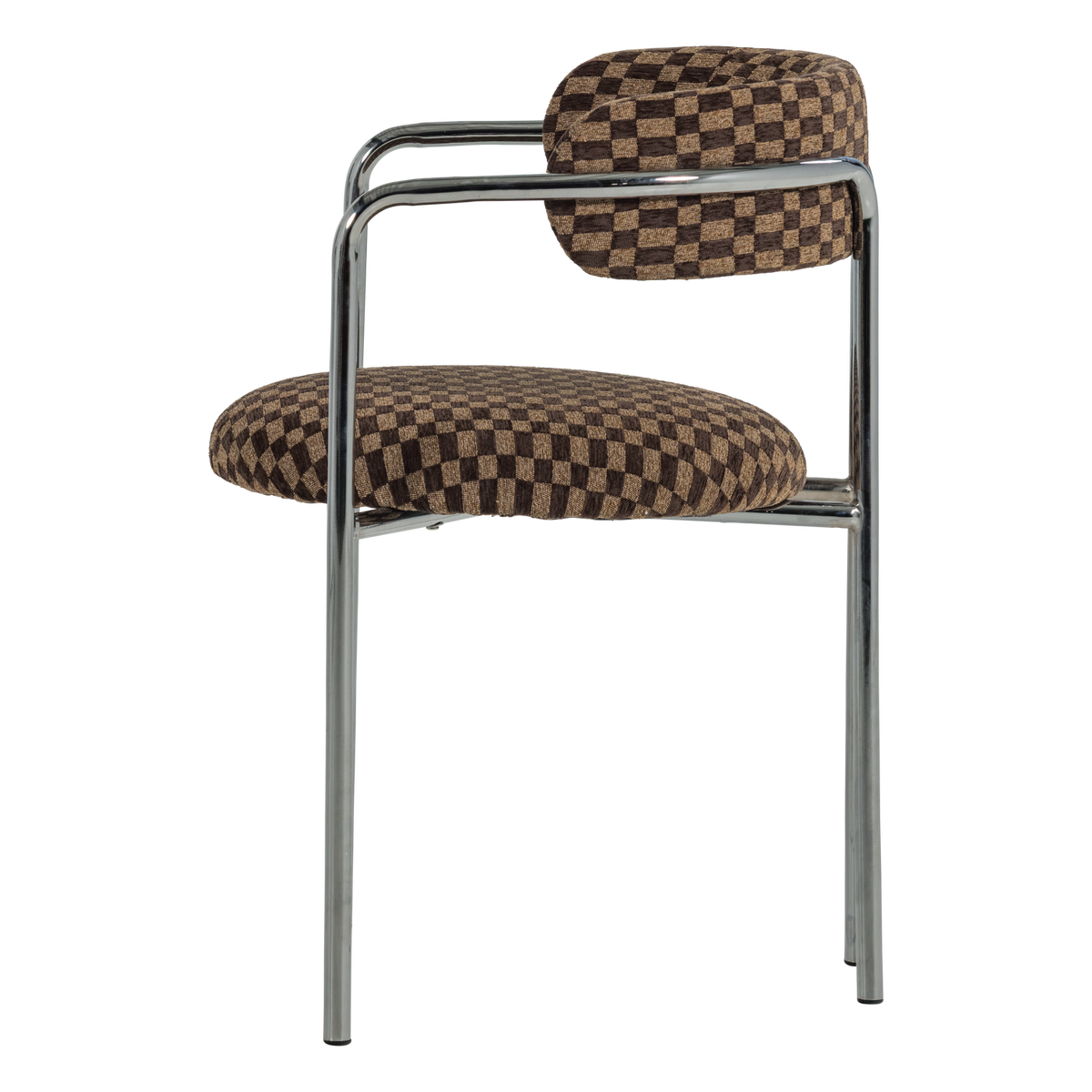 CUBY ESSZIMMERSTUHL CHROM STOFF BRAUN - 2ER SET [fsc]