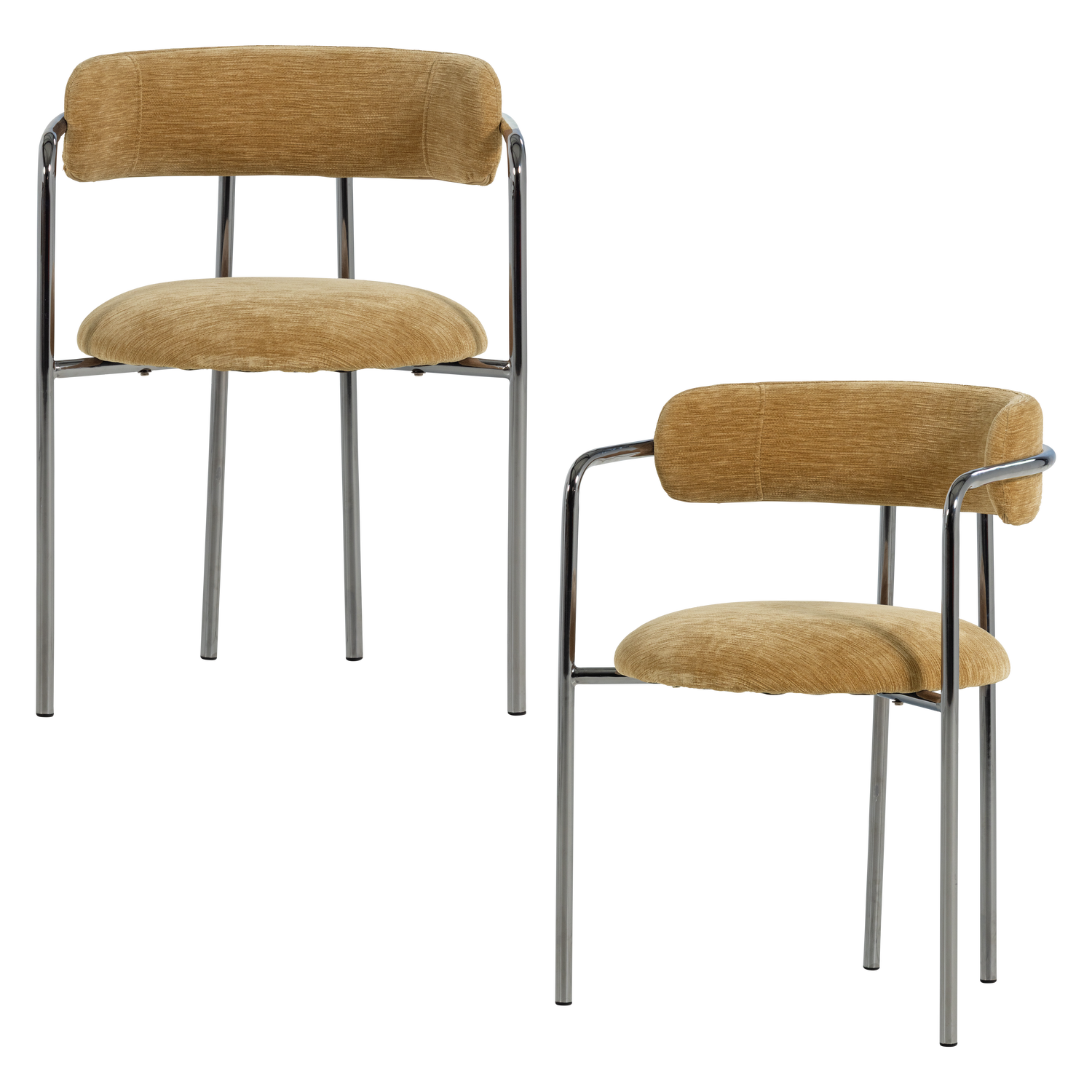 CUBY ESSZIMMERSTUHL CHROM STOFF HELLGELB - 2ER SET [fsc]