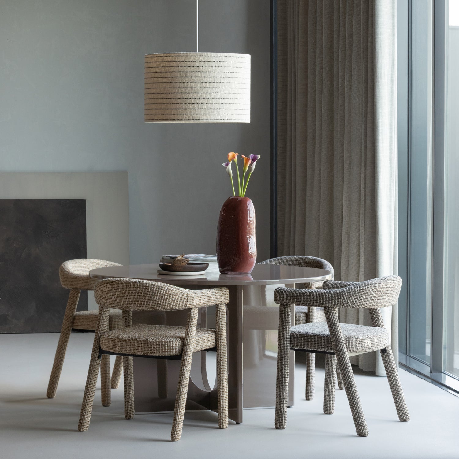 LOFT HÄNGENDE LAMPE METALL/BOUCLE NATUR MIT STREIFEN