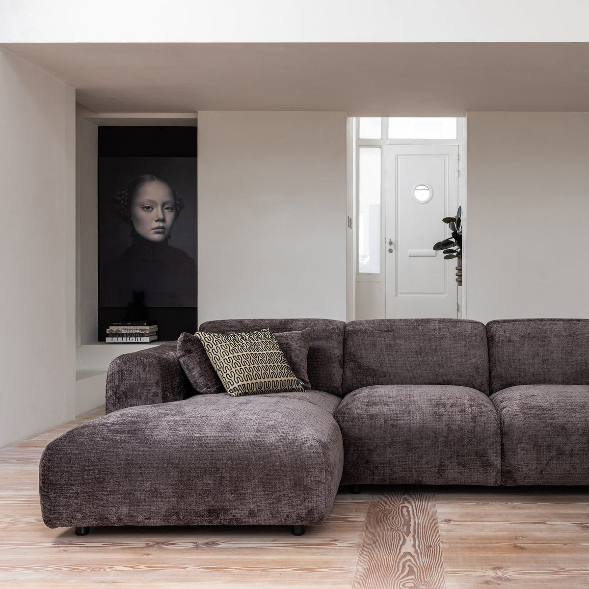 CLOUD CHAISE LONGUE SOFA LINKS CHENILLE WARMES BRAUN [fsc]