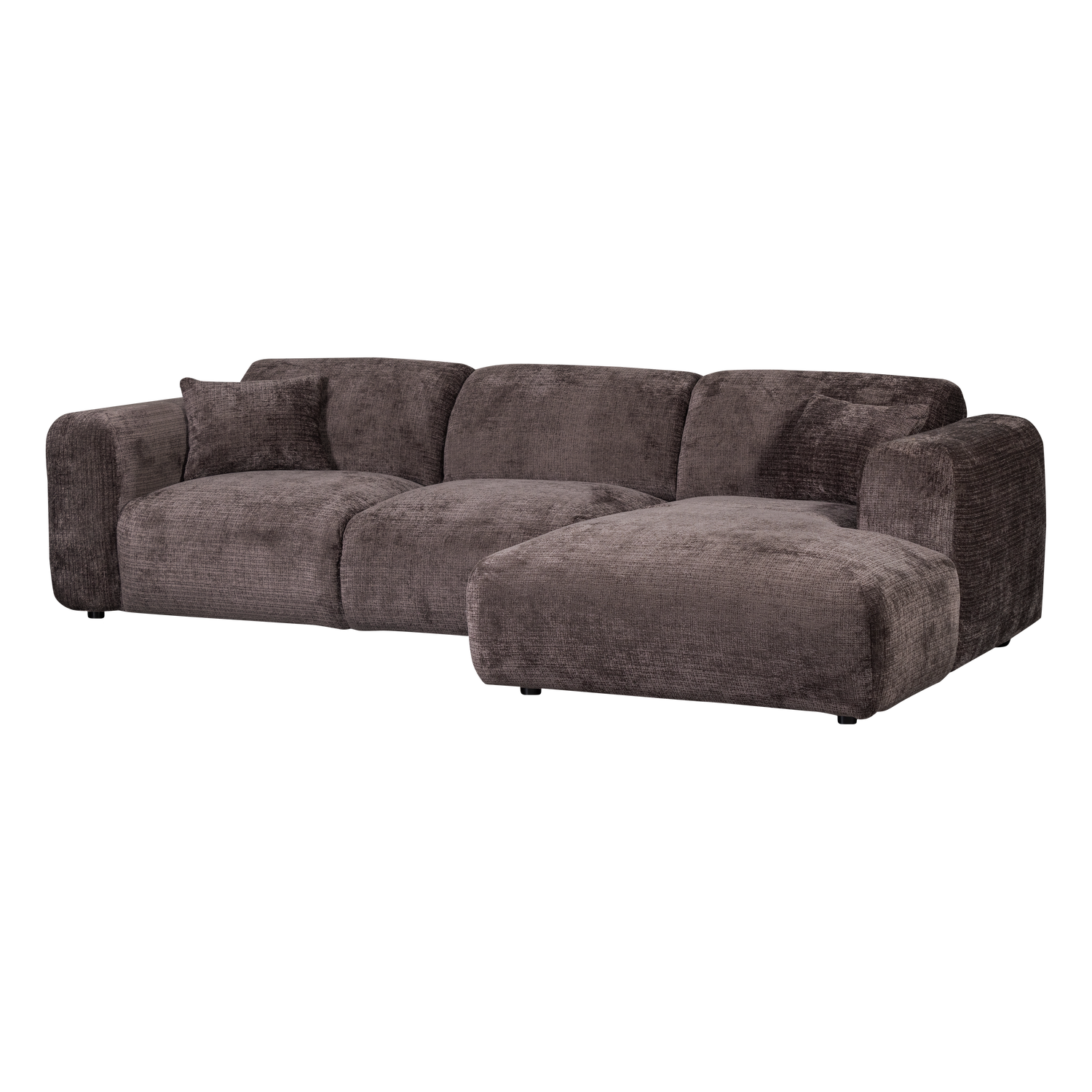 CLOUD CHAISE LONGUE SOFA RECHTS CHENILLE WARMES BRAUN [fsc]