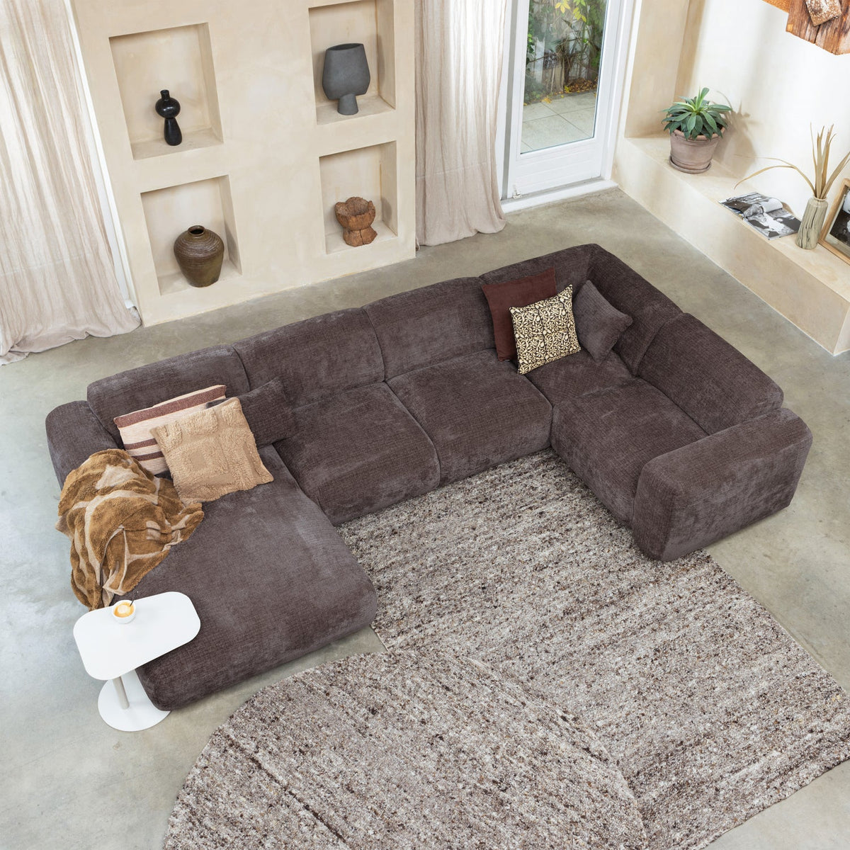 CLOUD ECKBANK RECHTS CHENILLE WARMES BRAUN [fsc]