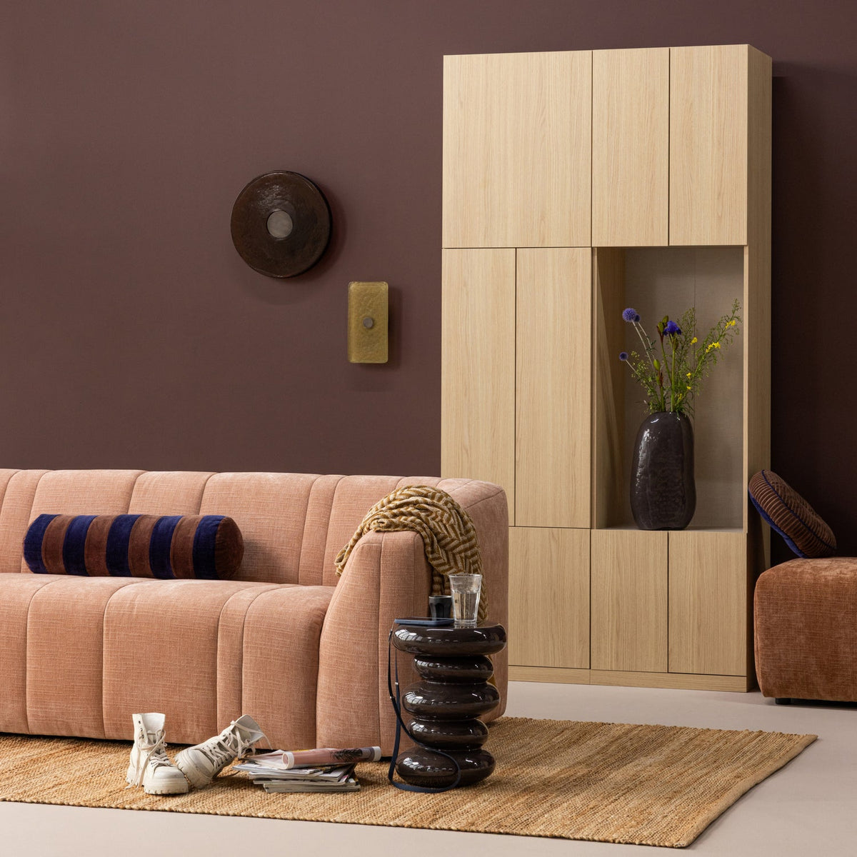 BUILD SCHMALER ABLAGESCHRANK EICHE 54 CM DECOR NATUR [fsc]