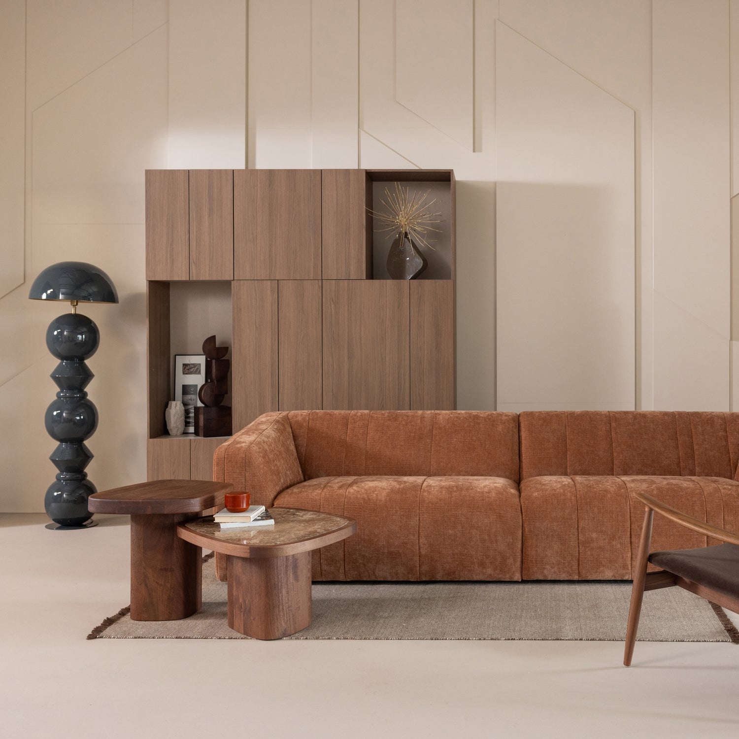 OMAIRE 4-SITZER SOFA CHENILLE ROSTBRAUN [fsc]