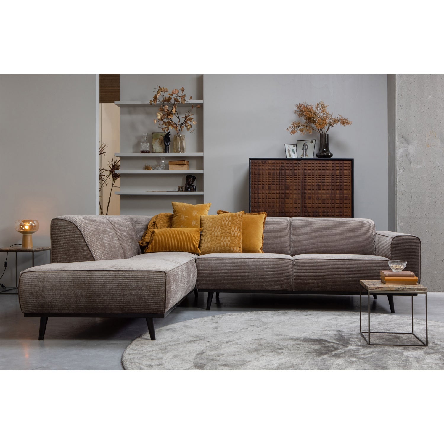STATEMENT ECKCOUCH LINKEN FLACHRIPPE TAUPE