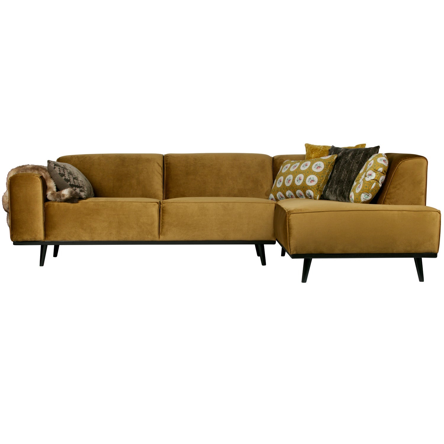 STATEMENT ECKCOUCH RECHTS VELVET HONIGGELB