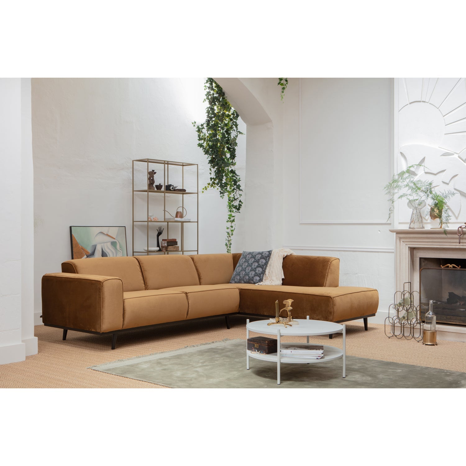 STATEMENT ECKCOUCH RECHTS VELVET HONIGGELB
