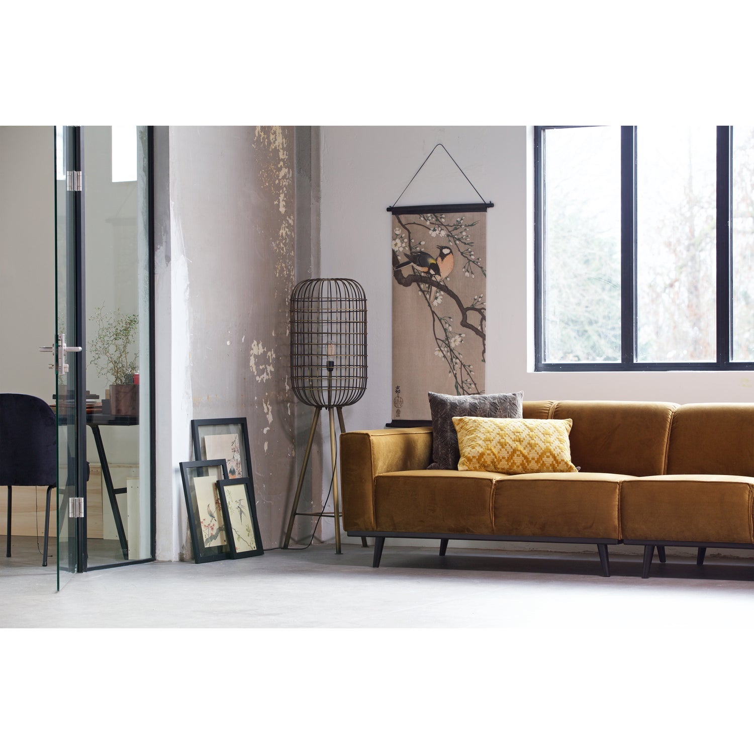 STATEMENT 4-SEATER 280 CM VELVET HONIGGELB