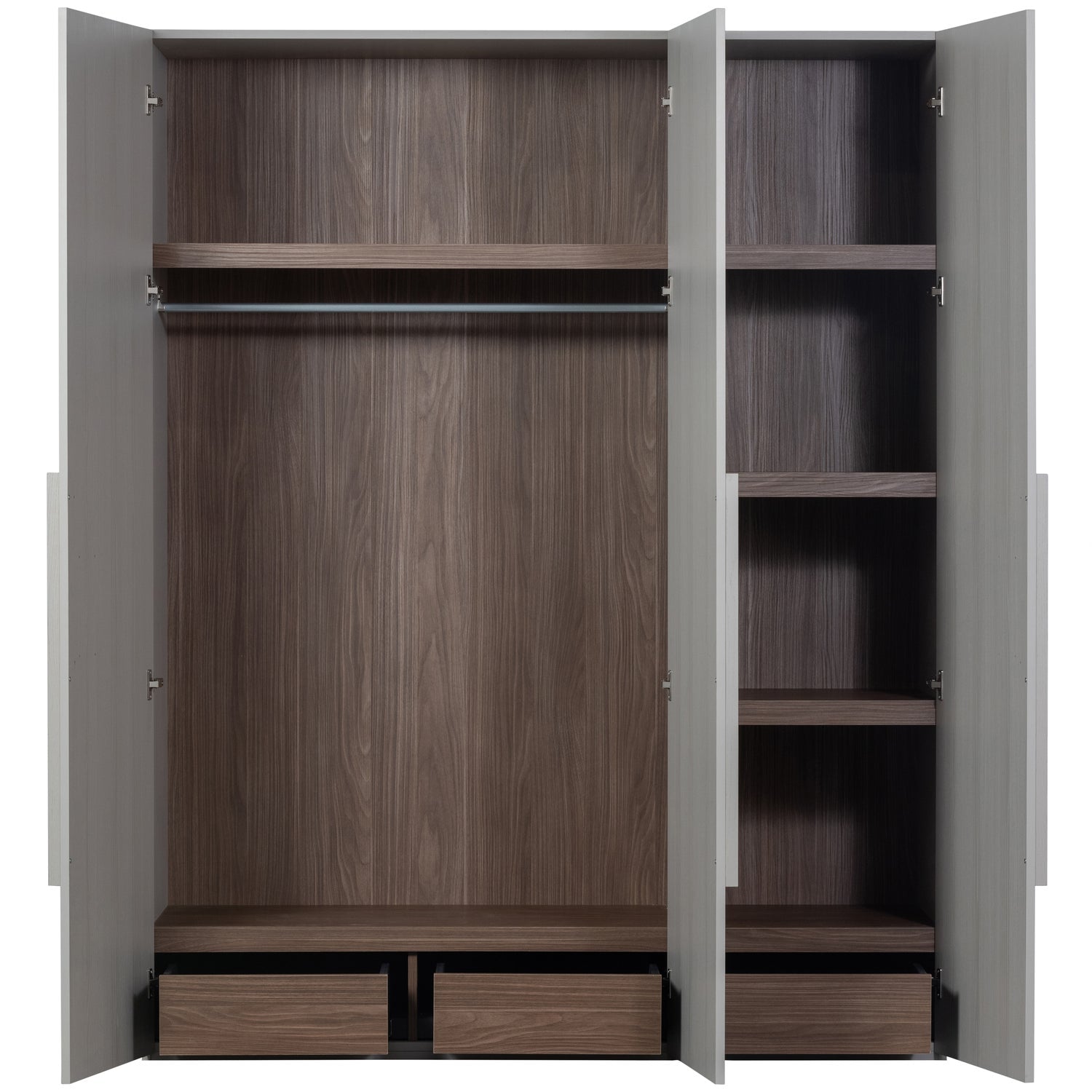 RENS 3-TURIG SCHRANK LANGES GRIFF WALNUSSE/KIESELGRAU [fsc]