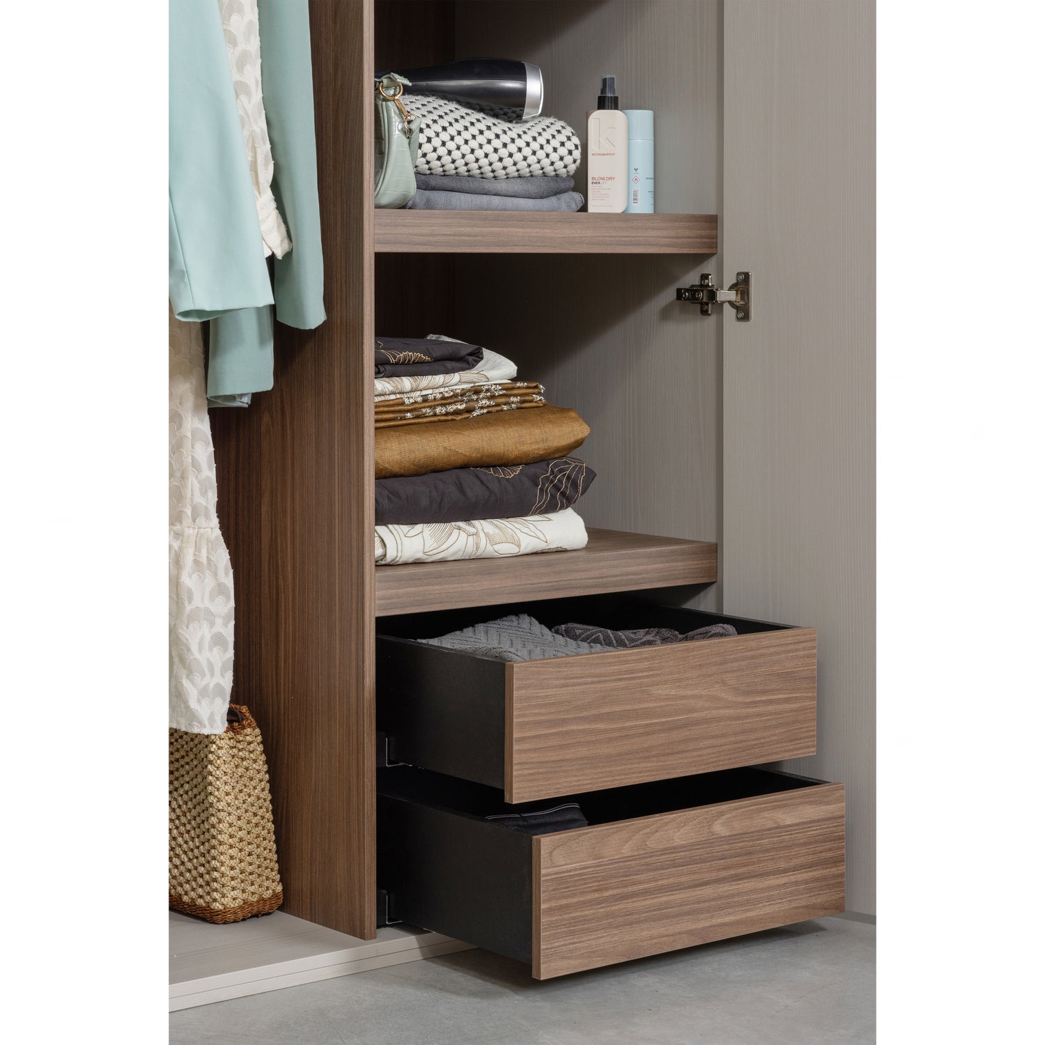 RENS 2-TURIG SCHRANK LANGES GRIFF WALNUSSE/KIESELGRAU [fsc]