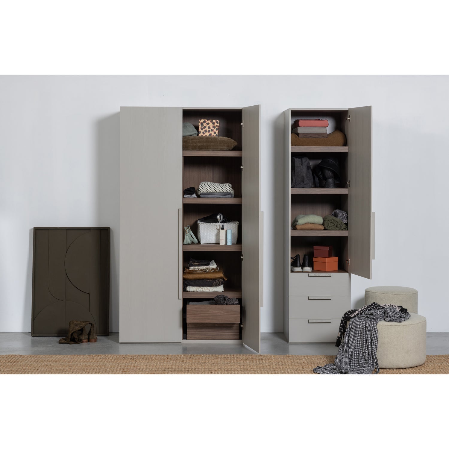 RENS 2-TURIG SCHRANK LANGES GRIFF WALNUSSE/KIESELGRAU [fsc]