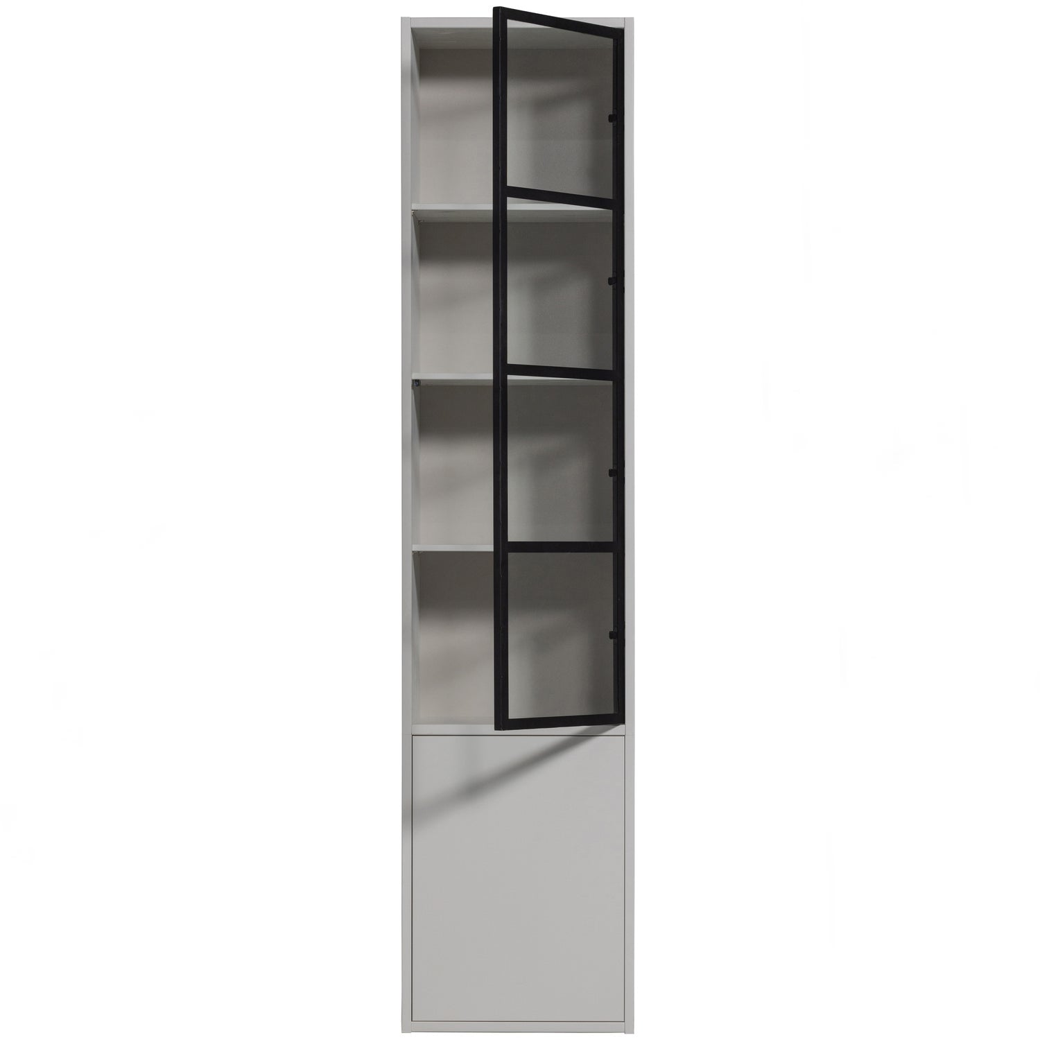 BASIC 2-DRS VITRINE SCHRANK KIEFER NEBEL [fsc]