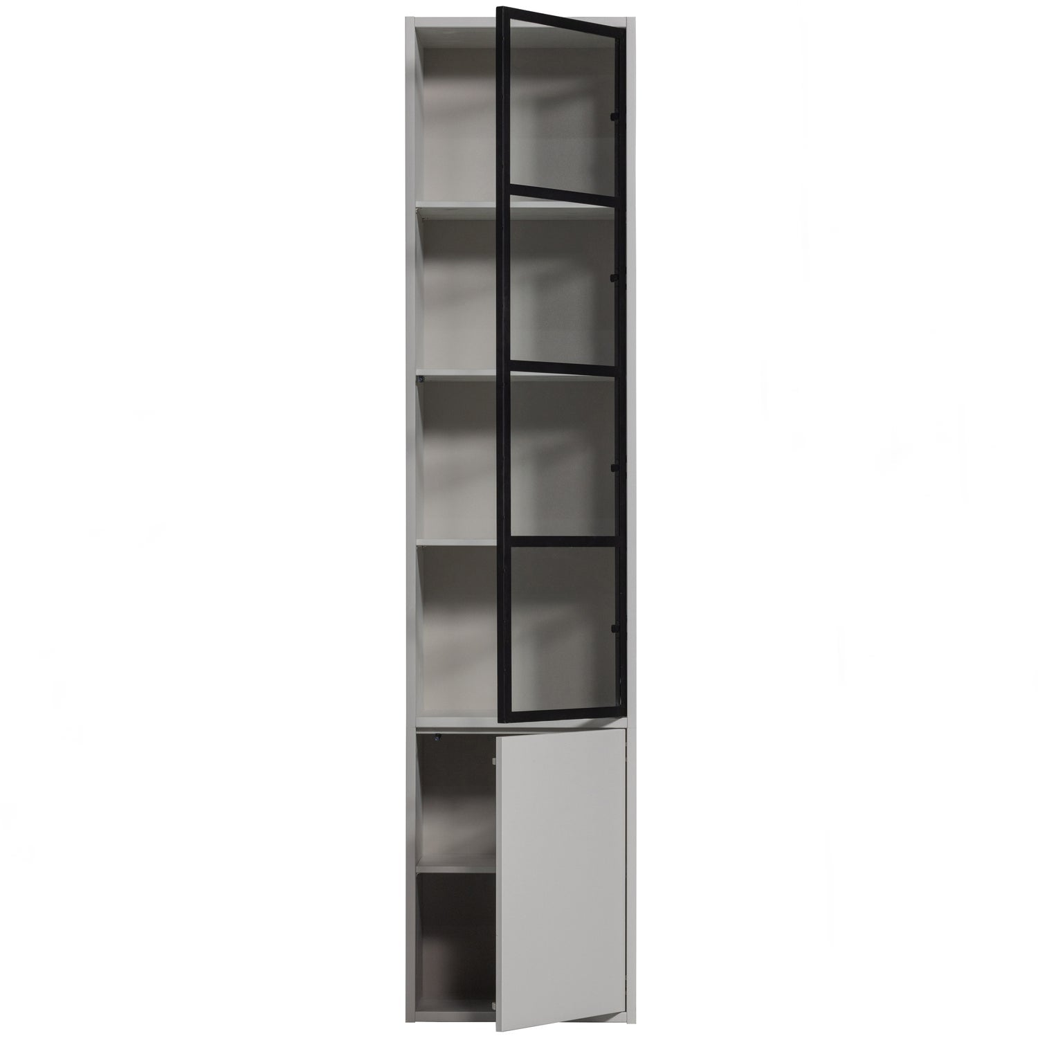 BASIC 2-DRS VITRINE SCHRANK KIEFER NEBEL [fsc]