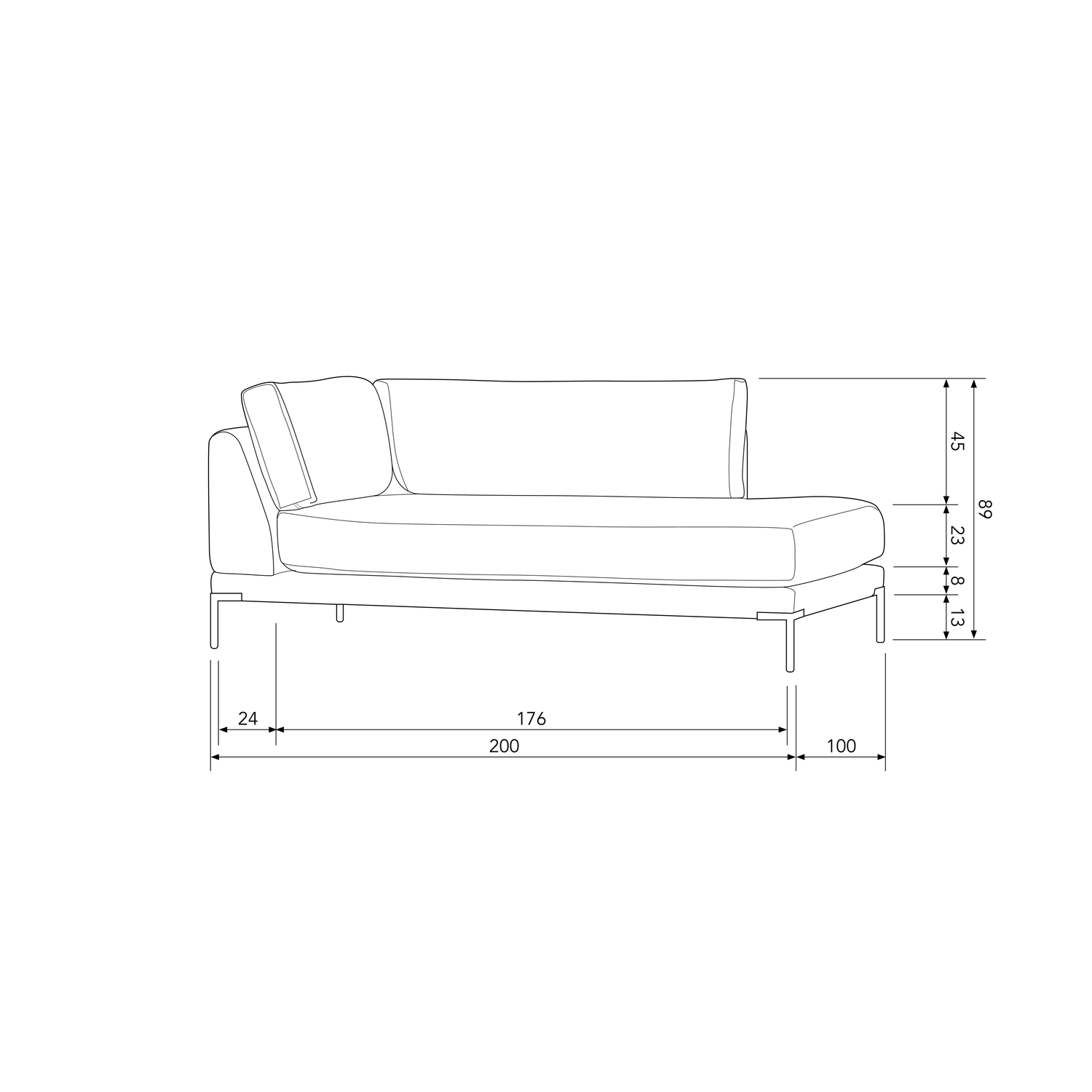 COUPLE LOUNGE ELEMENT RECHTS TAUPE