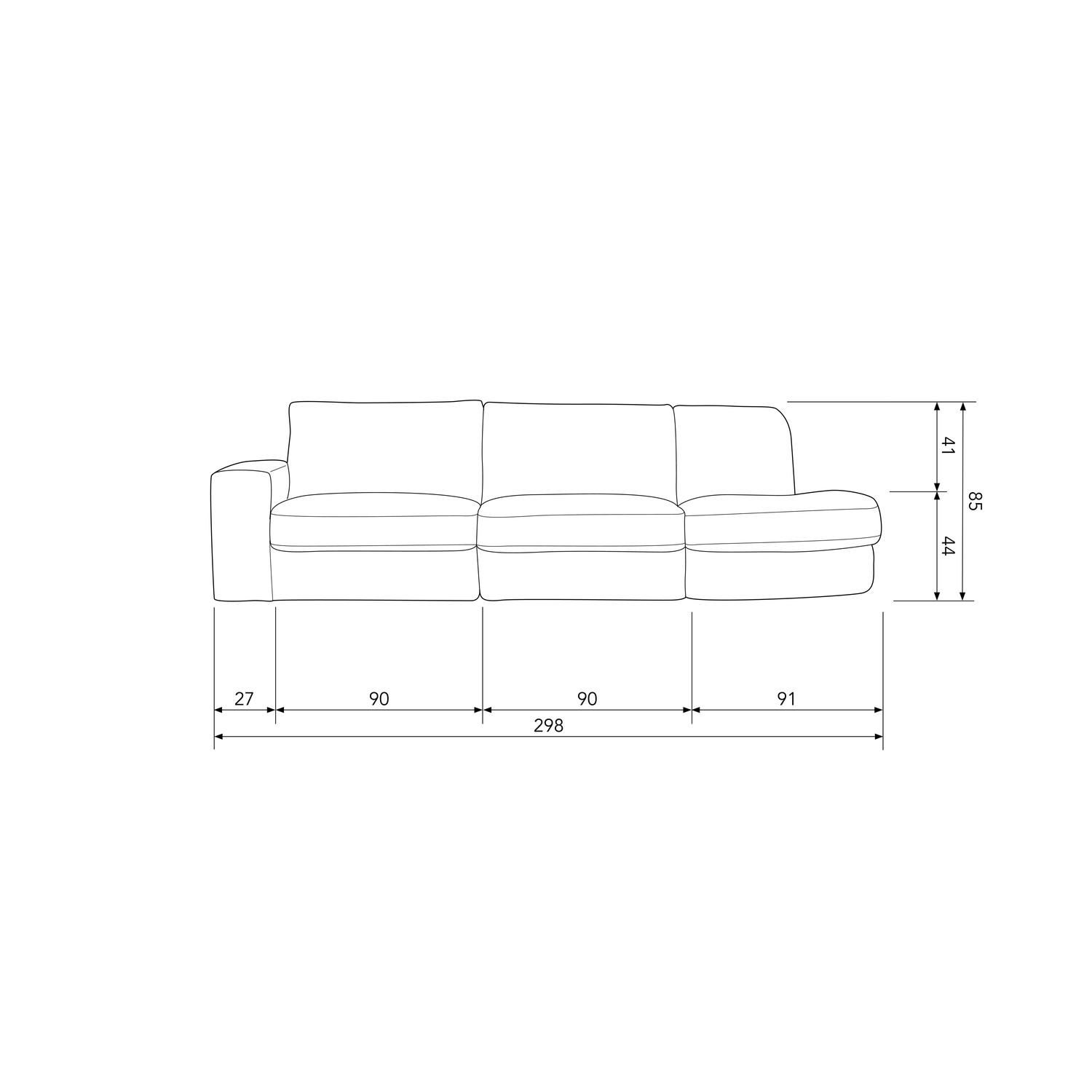 FAMILY 2,5-SITZER SOFA RUNDUNG RECHTS ANTHRAZIT
