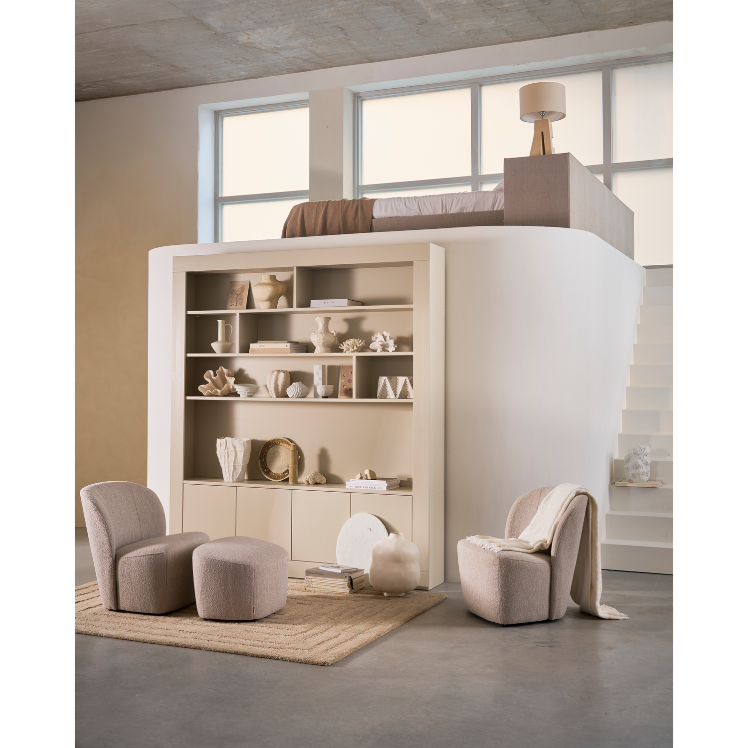 LOFTY SESSEL BOUCLE GRAU