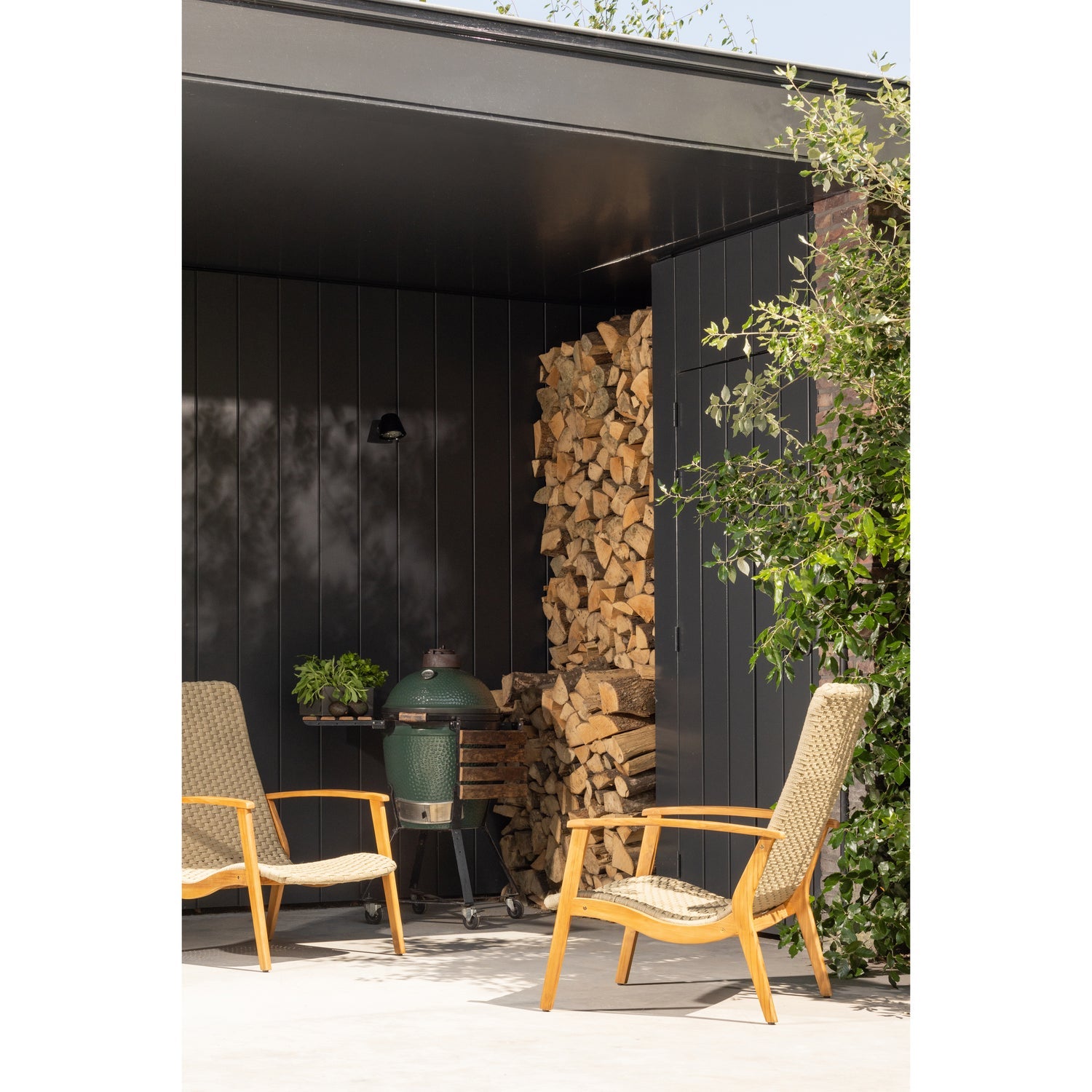 STONY GARTEN SESSEL MIT ARMLEHNEN SEIL/HOLZ ARMEE GRUN