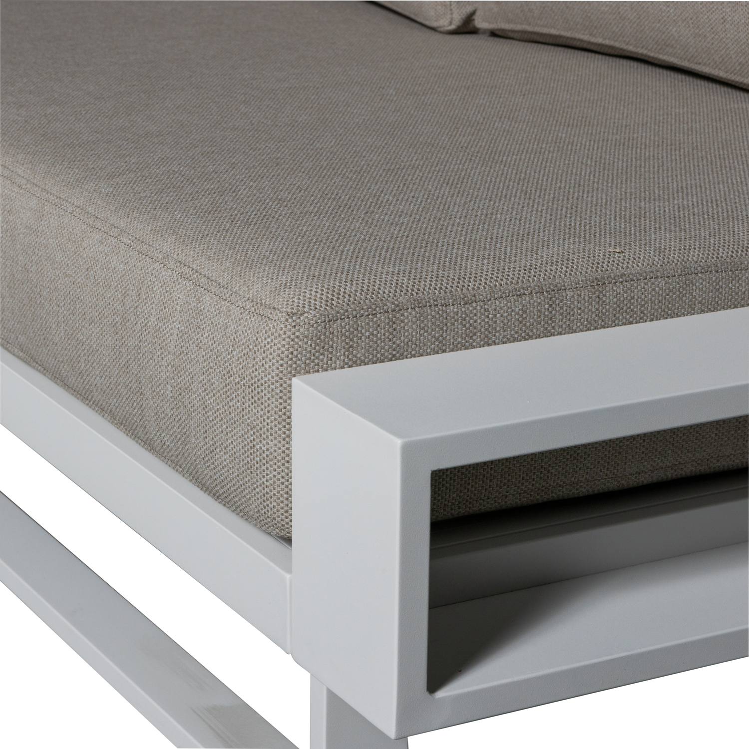 FLINT ECKBANK GARTEN ALUMINIUM WEISS/NATURLICH