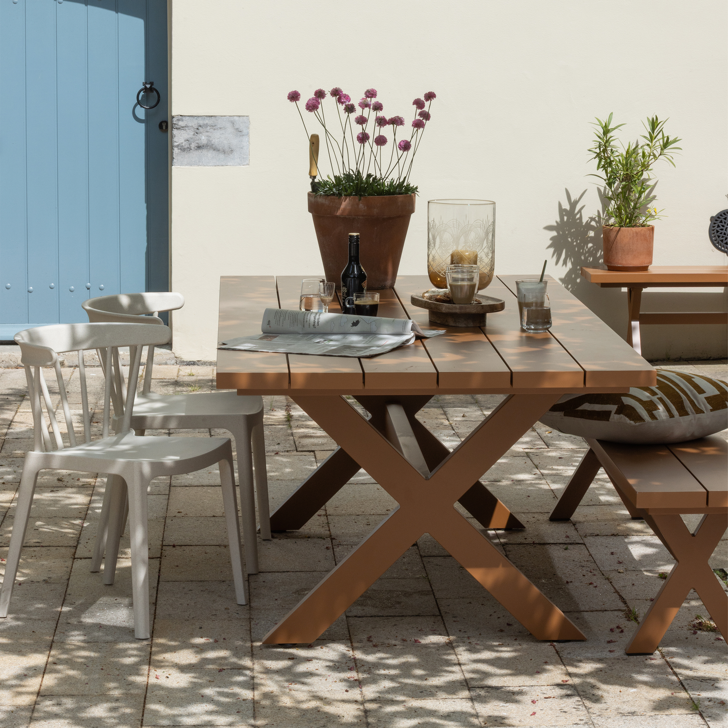 BLISS GARTENSTUHL MIT STANGEN BIOFASER OFF WHITE MELANGE