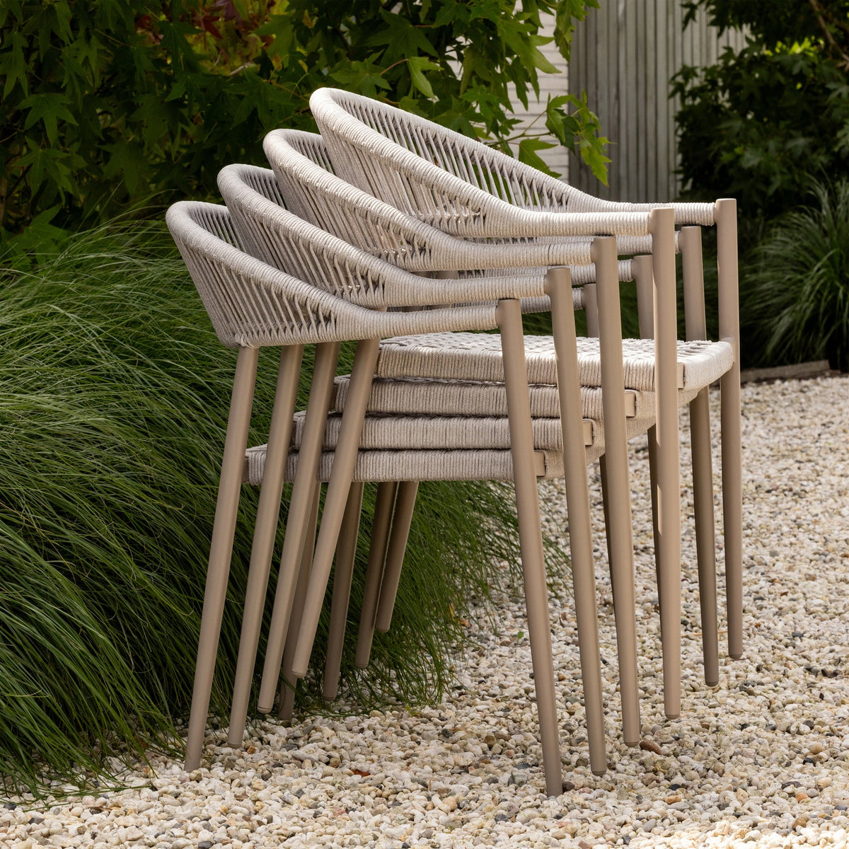 YELLOW GARTENSTUHL SEIL/ALUMINIUM HELLGRAU