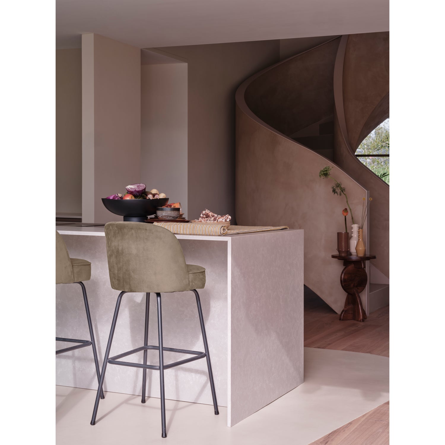 VOGUE BARHOCKER 80CM SAMT KHAKI