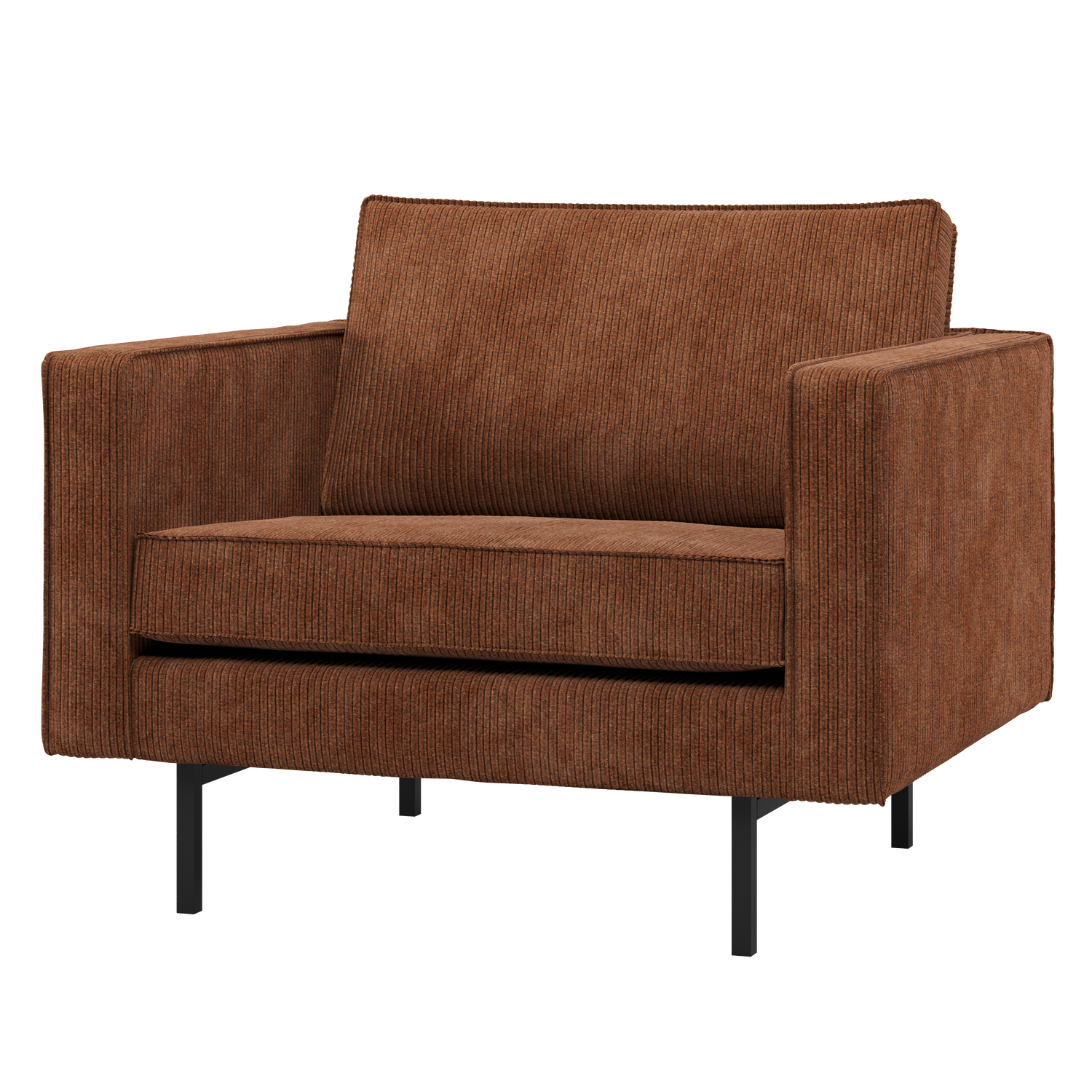RODEO SESSEL GERIPPTER STOFF ROSTBRAUN