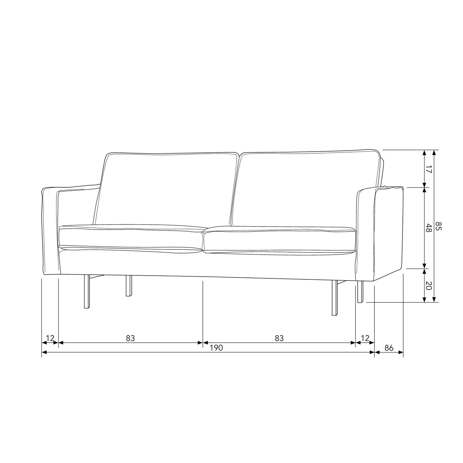 RODEO SOFA 2,5 ZITS VELVET ROST