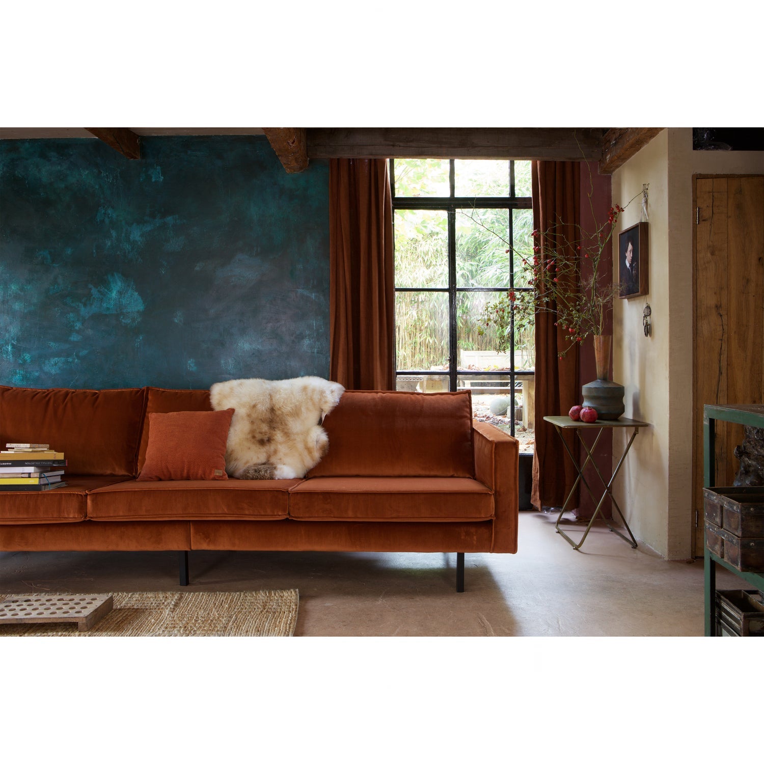 RODEO SOFA 3 SEATER VELVET ROST