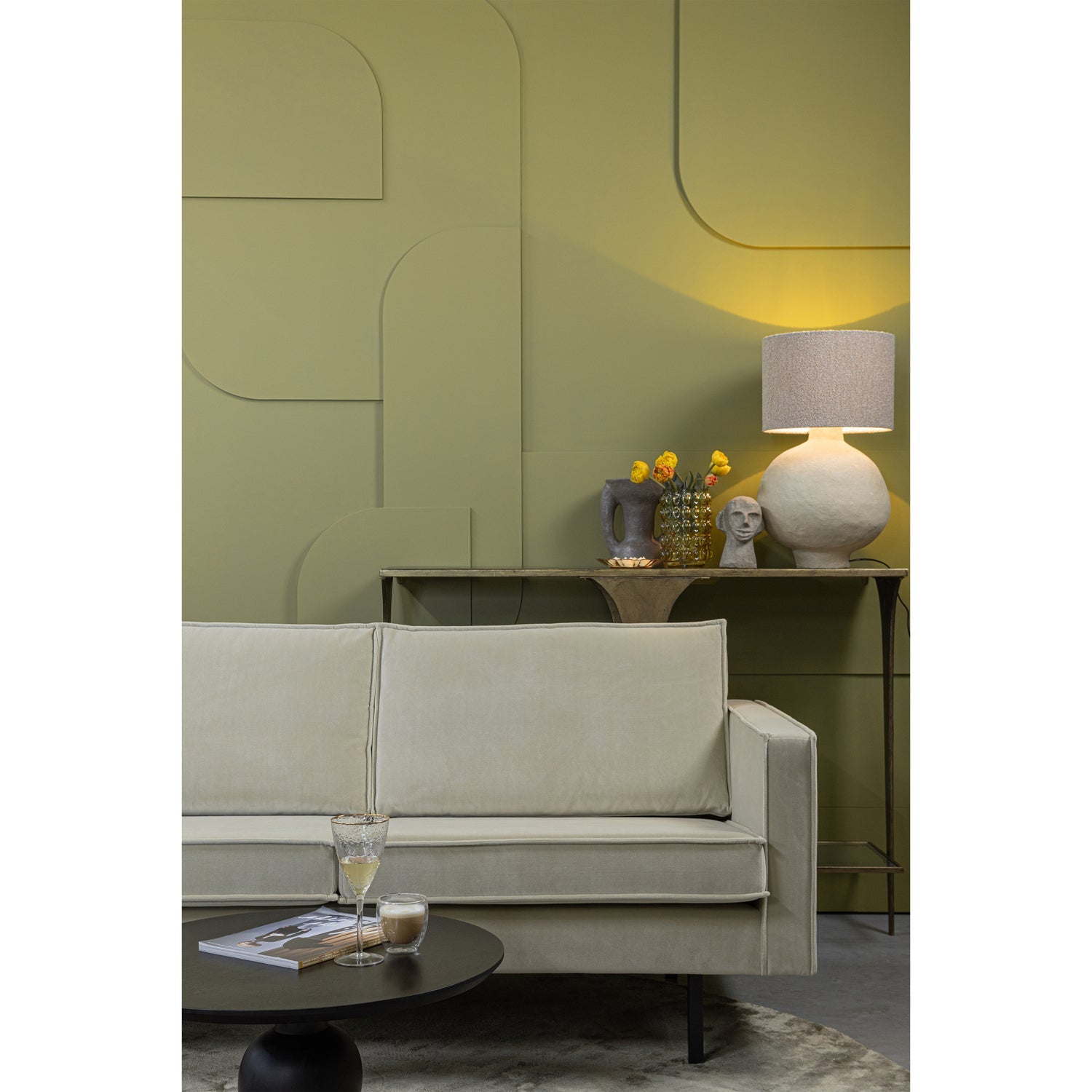 RODEO CHAISE LONGUE LINKEN VELVET PISTAZIE