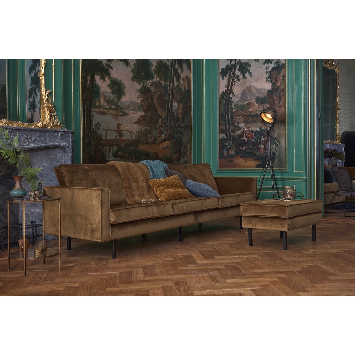 RODEO HOCKER AUF BEINE VELVET HONIGGELB