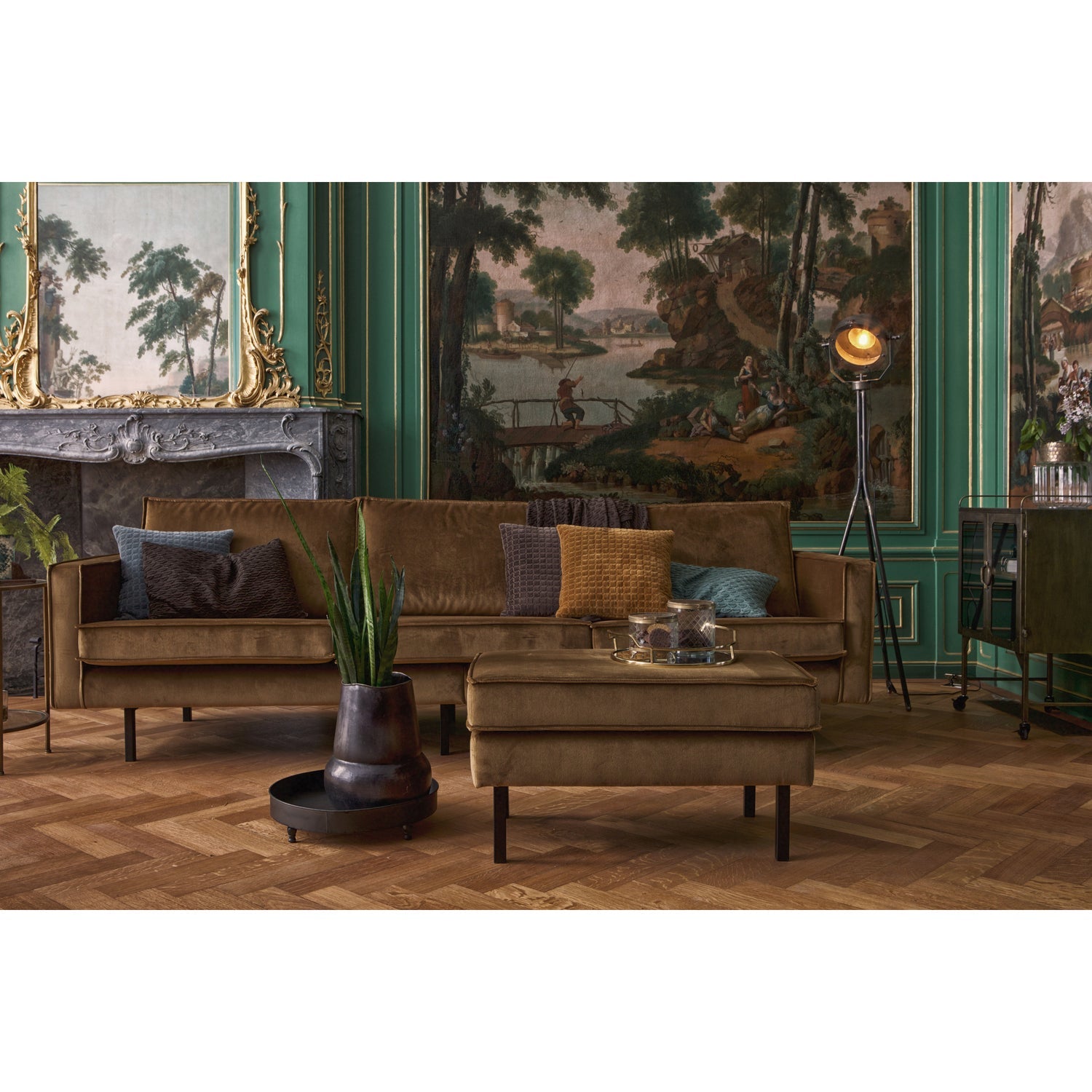 RODEO HOCKER AUF BEINE VELVET HONIGGELB
