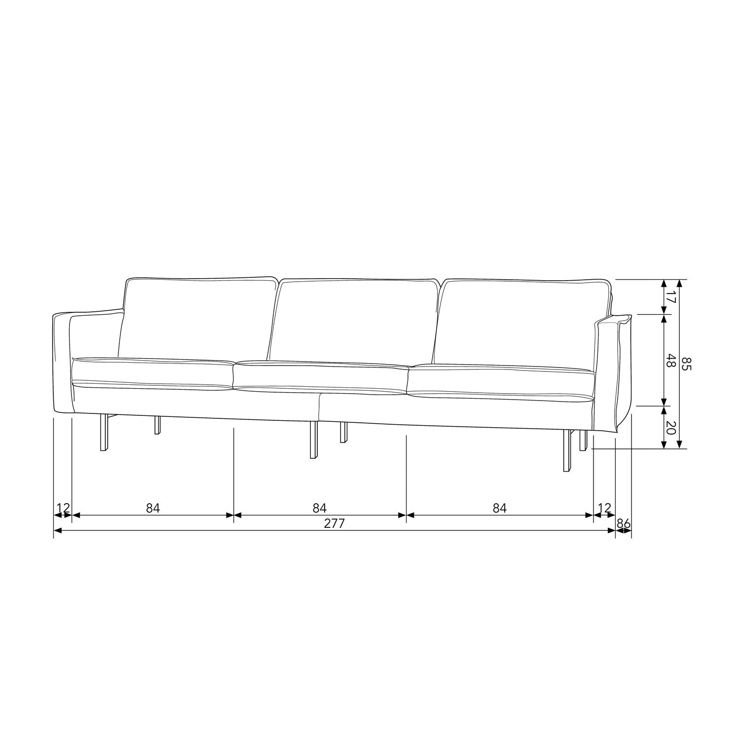 RODEO SOFA 3 SEATER VELVET ROST