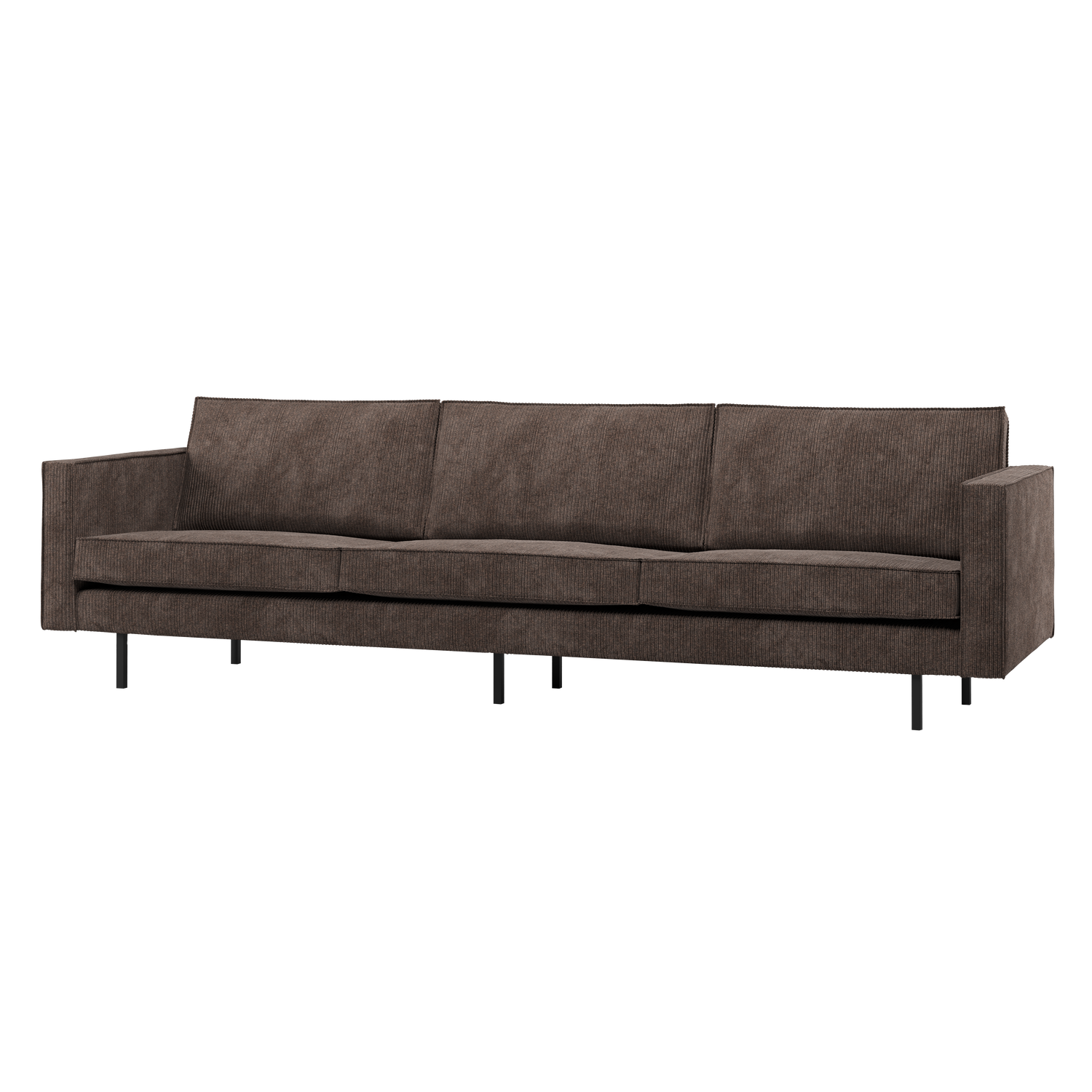 RODEO SOFA 3-SITZER GERIPPTER STOFF BRAUN
