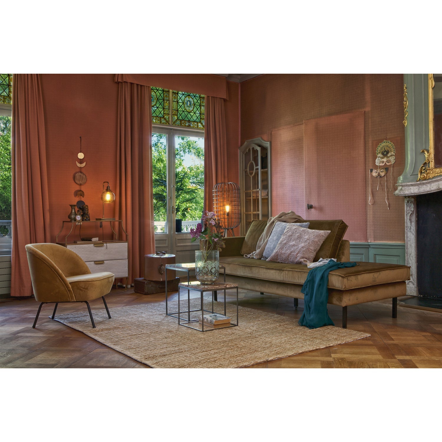 RODEO DAYBED RIGHT VELVET HONIGGELB