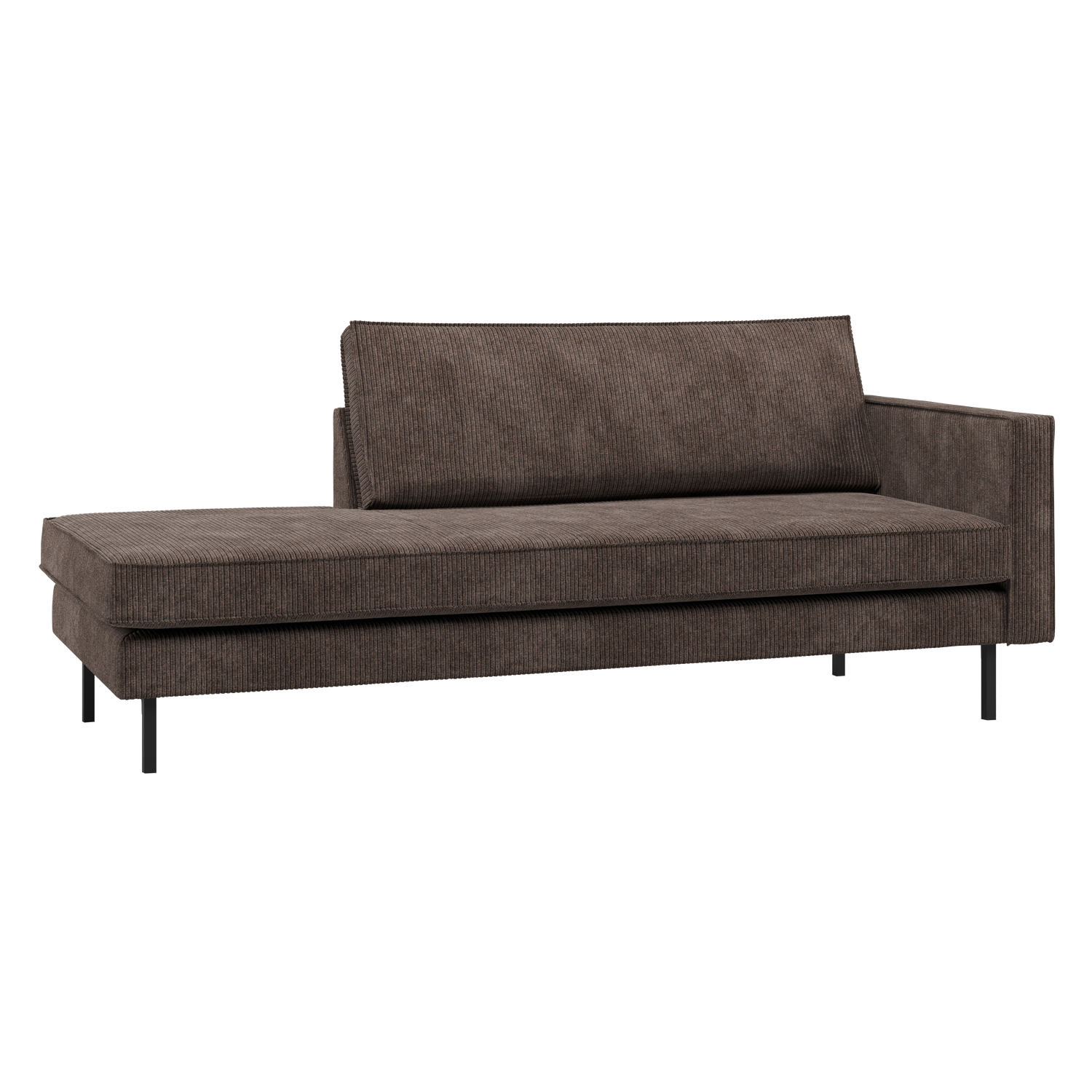 RODEO DAYBED RECHTS GERIPPTER STOFF BRAUN