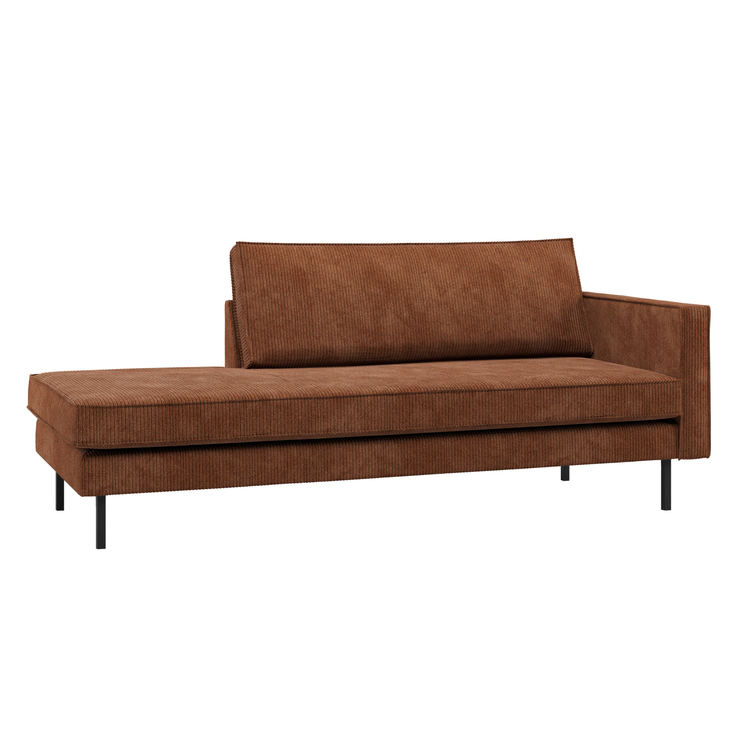 RODEO DAYBED RECHTS GERIPPTER STOFF ROSTBRAUN
